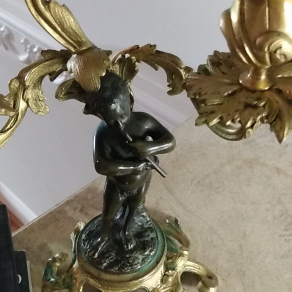 Perfect Angels: Pair of Antique French Dore Bronze candelabras